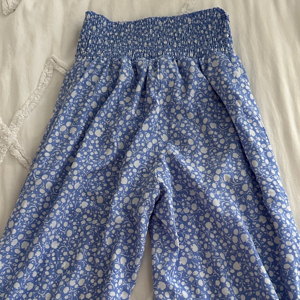 Sienna Sky Light Blue Floral Pants with Smocked Waist - Picture 3 of 3